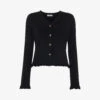 Whistles Frill-hem Cotton And Recycled Polyester-blend Cardigan