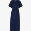 Whistles Button-fastened Belted Linen Midi Dress