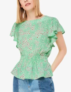 Whistles Daisy Meadow Frill-sleeve Woven Top 7 Whistles Daisy Meadow Frill-sleeve Woven Top -The Fashion Shop R04181216 MULTICOLOURED ALT02