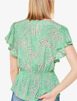 Whistles Daisy Meadow Frill-sleeve Woven Top 8 Whistles Daisy Meadow Frill-sleeve Woven Top -The Fashion Shop R04181216 MULTICOLOURED ALT03