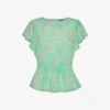 Whistles Daisy Meadow Frill-sleeve Woven Top