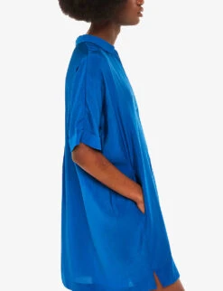 Whistles Melanie V-neck Woven Mini Dress -The Fashion Shop R04181217 BLUE ALT02