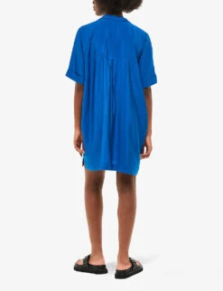 Whistles Melanie V-neck Woven Mini Dress -The Fashion Shop R04181217 BLUE ALT03