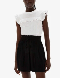 Whistles Frilled-trim Yoke Organic-cotton Tank Top 7 Whistles Frilled-trim Yoke Organic-cotton Tank Top -The Fashion Shop R04183644 WHITE ALT02