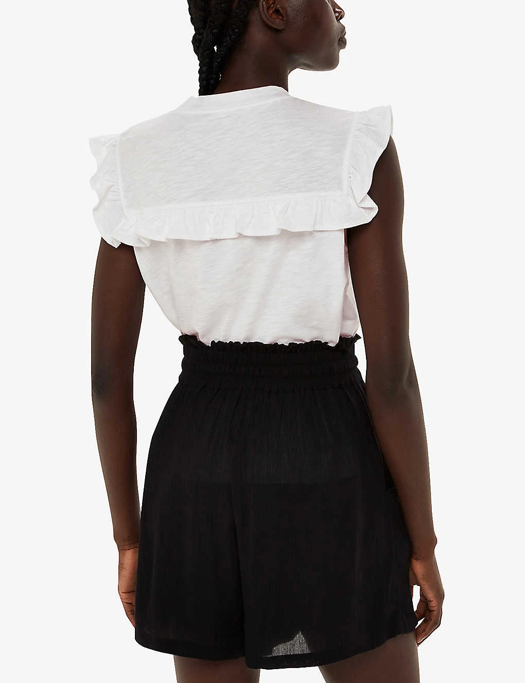 Whistles Frilled-trim Yoke Organic-cotton Tank Top 4 Whistles Frilled-trim Yoke Organic-cotton Tank Top - Image 4