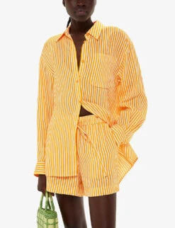 Whistles Sunshine Stripe Linen And Cotton-blend Shorts 7 Whistles Sunshine Stripe Linen And Cotton-blend Shorts -The Fashion Shop R04186331 MULTICOLOURED ALT02