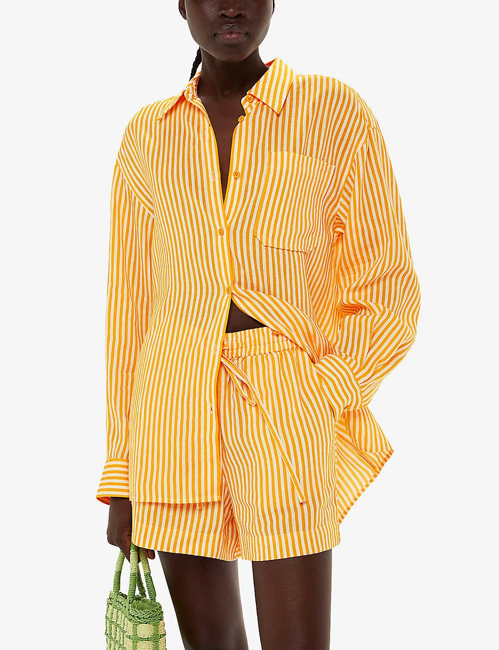 Whistles Sunshine Stripe Linen And Cotton-blend Shorts 3 Whistles Sunshine Stripe Linen And Cotton-blend Shorts - Image 3