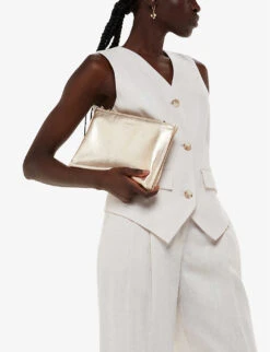 Whistles Rae Metallic-leather Clutch Bag 10 Whistles Rae Metallic-leather Clutch Bag -The Fashion Shop R04186335 GOLD ALT04