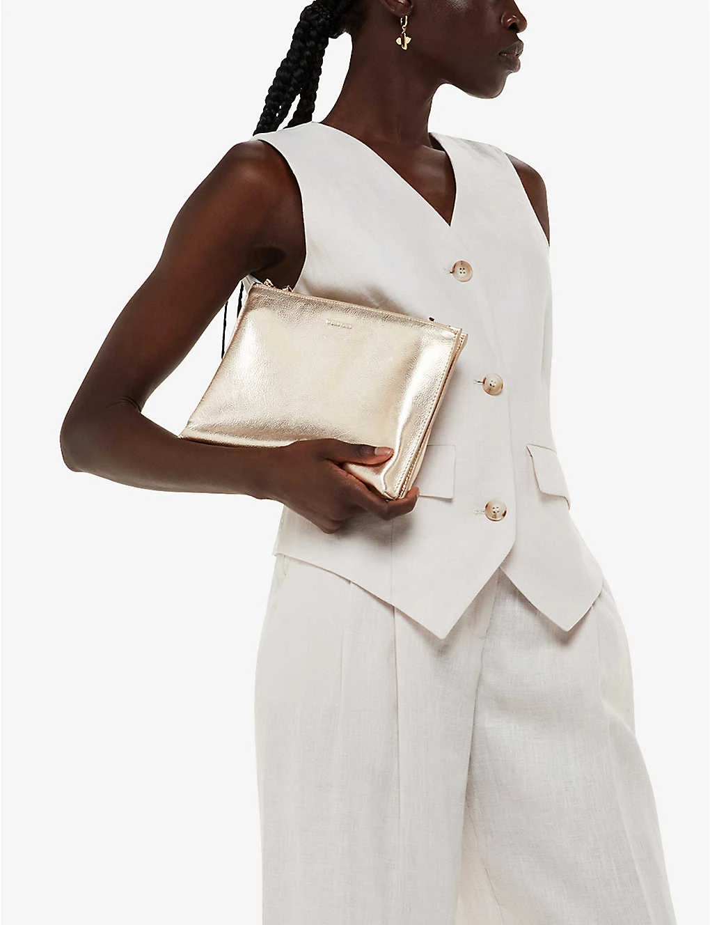 Whistles Rae Metallic-leather Clutch Bag 5 Whistles Rae Metallic-leather Clutch Bag - Image 5