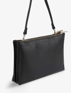 Whistles Rae Double-pouch Leather Clutch Bag -The Fashion Shop R04186336 BLACK ALT02