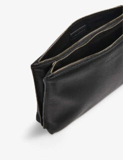 Whistles Rae Double-pouch Leather Clutch Bag -The Fashion Shop R04186336 BLACK ALT03