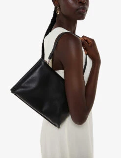 Whistles Rae Double-pouch Leather Clutch Bag -The Fashion Shop R04186336 BLACK ALT04