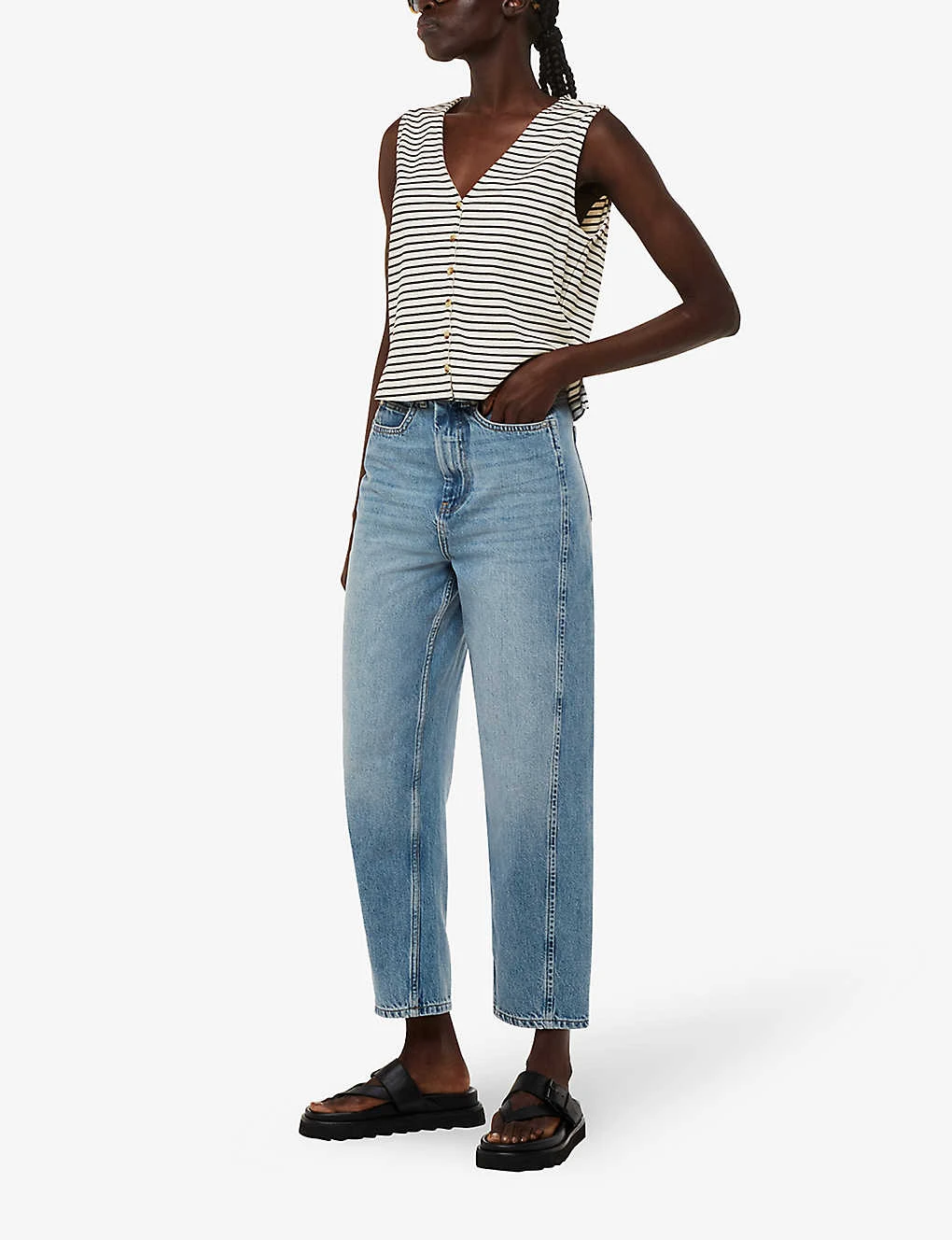 Whistles Stripe-pattern Stretch-cotton Top 2 Whistles Stripe-pattern Stretch-cotton Top - Image 2