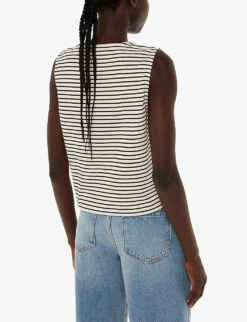 Whistles Stripe-pattern Stretch-cotton Top 8 Whistles Stripe-pattern Stretch-cotton Top -The Fashion Shop R04186337 CREAM ALT03