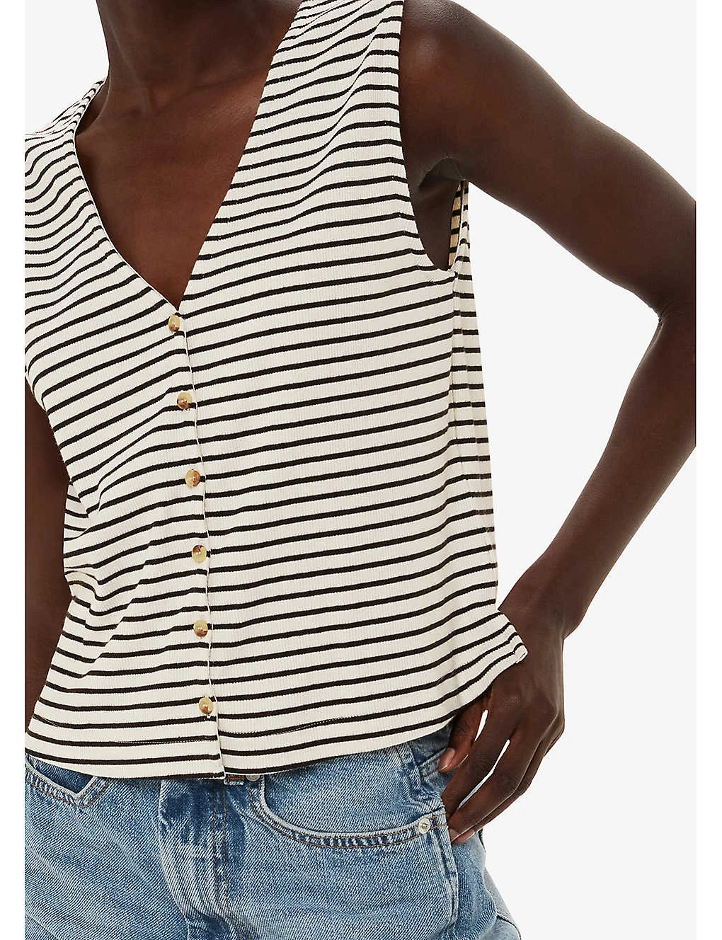 Whistles Stripe-pattern Stretch-cotton Top 5 Whistles Stripe-pattern Stretch-cotton Top - Image 5