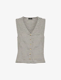 Whistles Stripe-pattern Stretch-cotton Top
