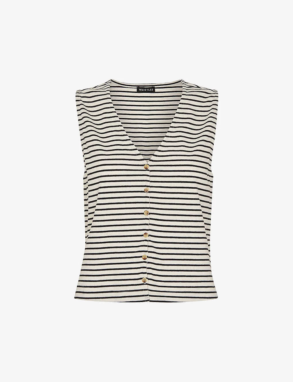 Whistles Stripe-pattern Stretch-cotton Top 1 Whistles Stripe-pattern Stretch-cotton Top