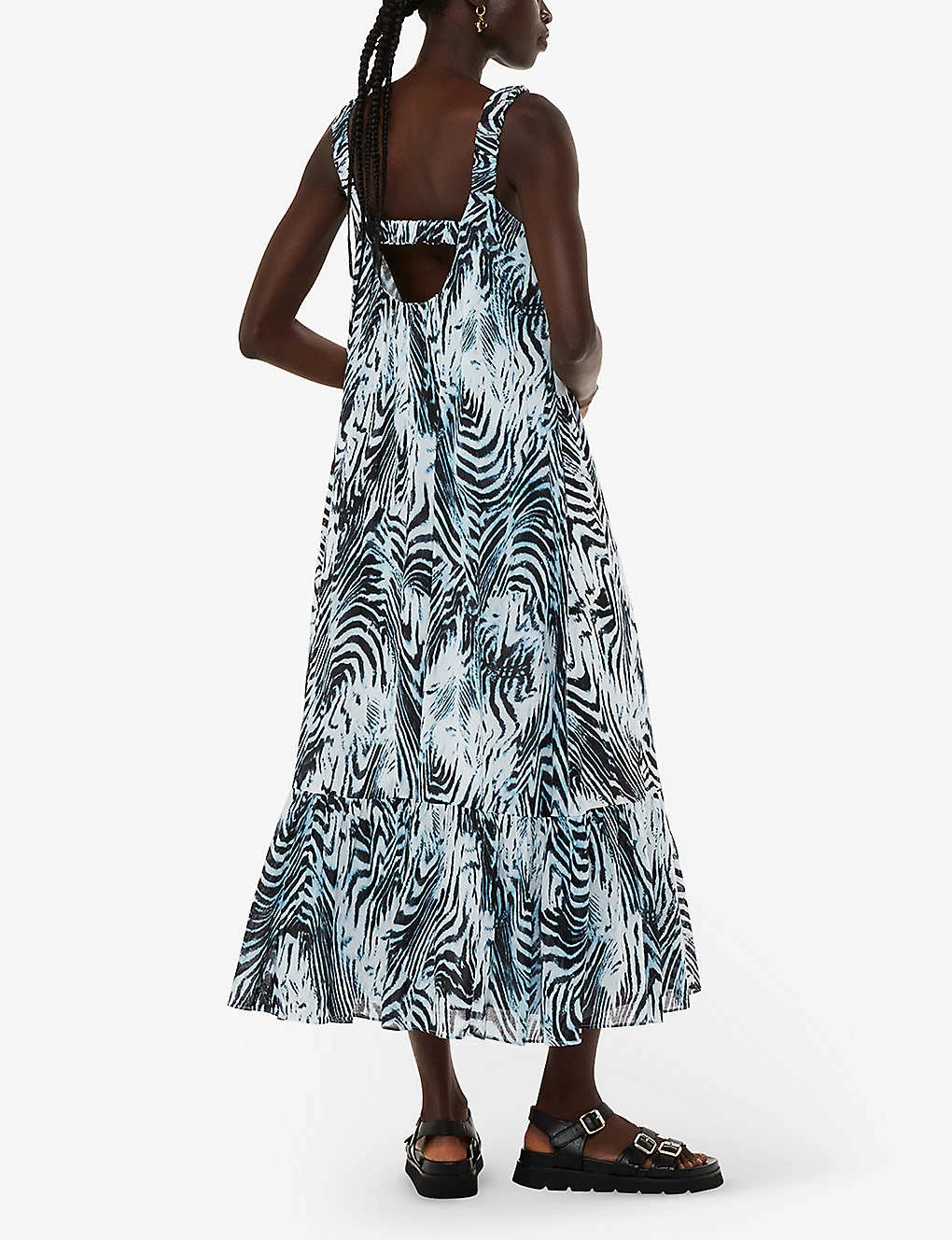 Whistles Rhea Tiger-print Tiered-hem Cotton Midi Dress 4 Whistles Rhea Tiger-print Tiered-hem Cotton Midi Dress - Image 4