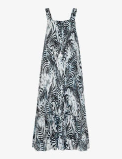 Whistles Rhea Tiger-print Tiered-hem Cotton Midi Dress