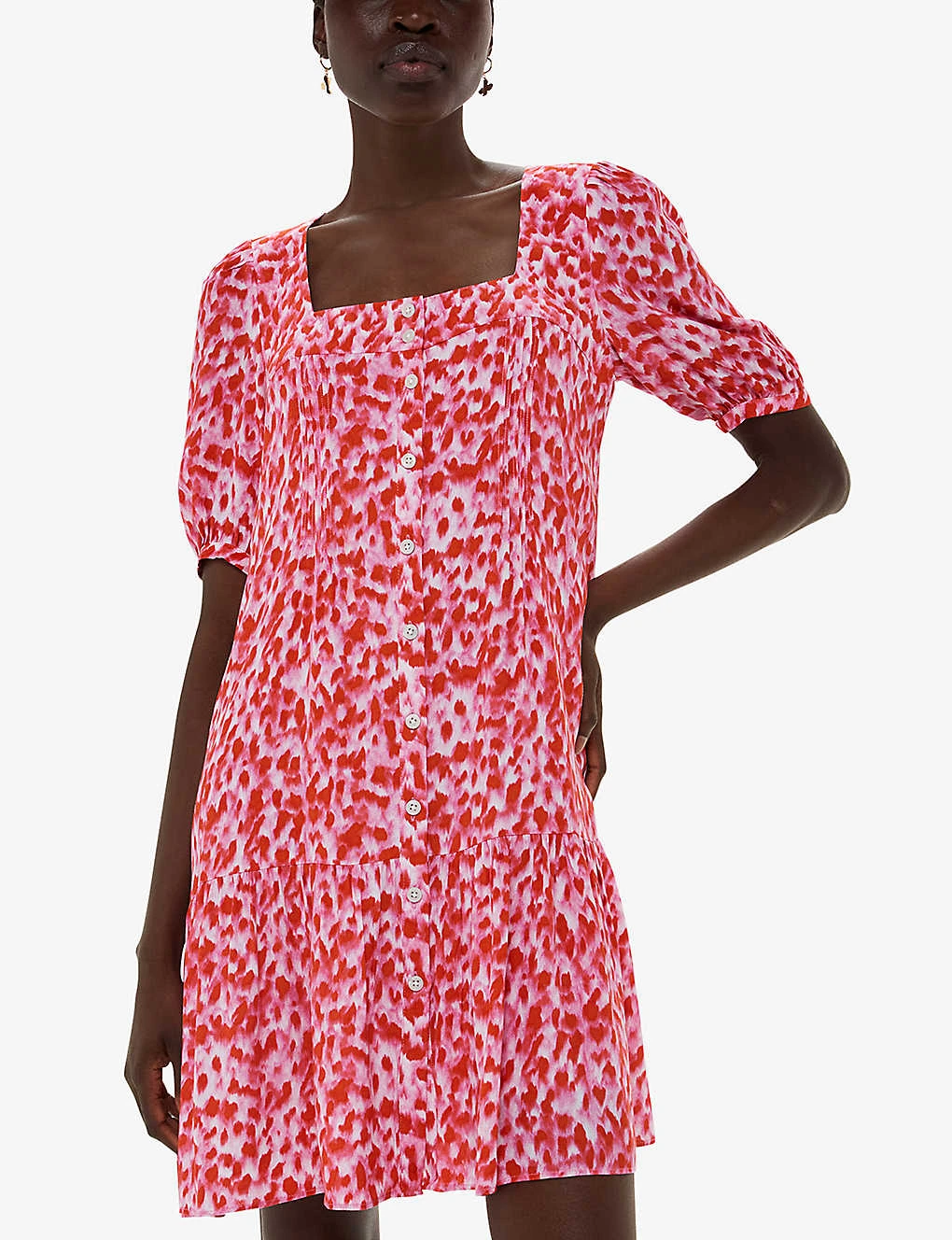 Whistles Abstract-print Puff-sleeved Woven Mini Dress 3 Whistles Abstract-print Puff-sleeved Woven Mini Dress - Image 3