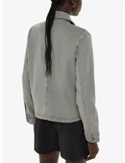 Whistles Marie Long-sleeve Regular-fit Cotton Jacket -The Fashion Shop R04189287 KHAKIOLIVE ALT03