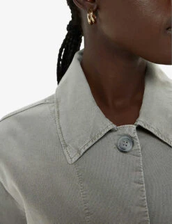 Whistles Marie Long-sleeve Regular-fit Cotton Jacket -The Fashion Shop R04189287 KHAKIOLIVE ALT04