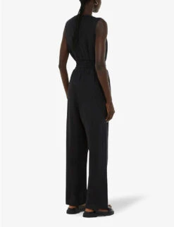 Whistles Danny Shirred-waist Sleeveless Linen Jumpsuit 8 Whistles Danny Shirred-waist Sleeveless Linen Jumpsuit -The Fashion Shop R04190959 BLACK ALT03