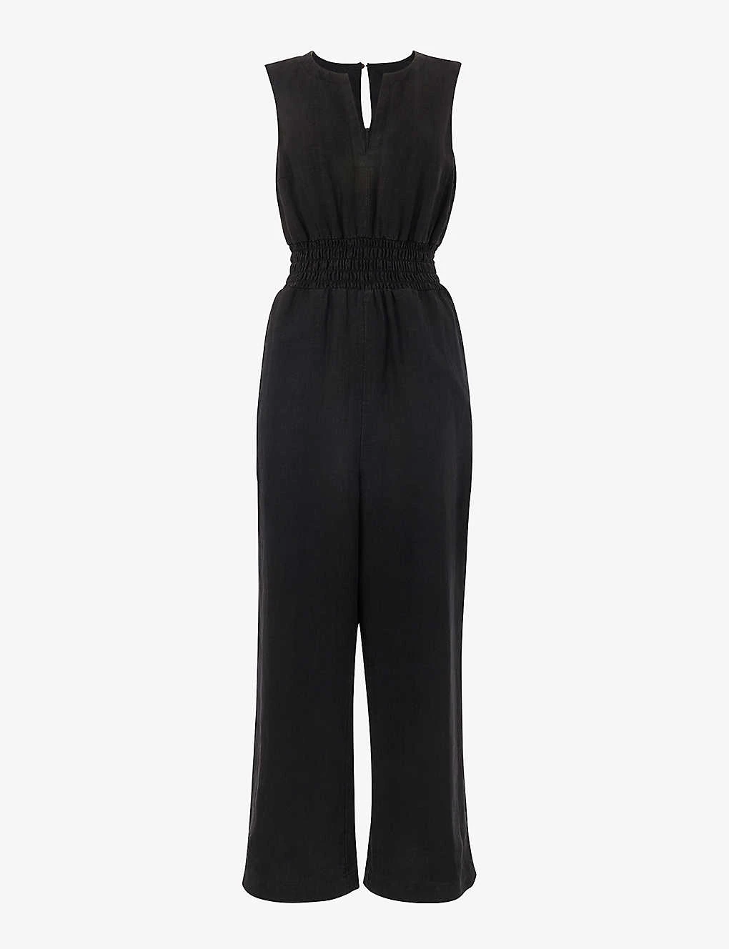 Whistles Danny Shirred-waist Sleeveless Linen Jumpsuit 1 Whistles Danny Shirred-waist Sleeveless Linen Jumpsuit