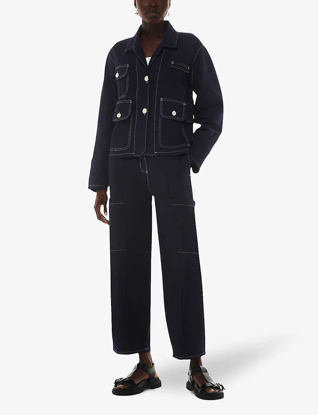 Whistles Meg Tab-detail Cargo-style Cotton-linen Blend Trousers 2 Whistles Meg Tab-detail Cargo-style Cotton-linen Blend Trousers - Image 2