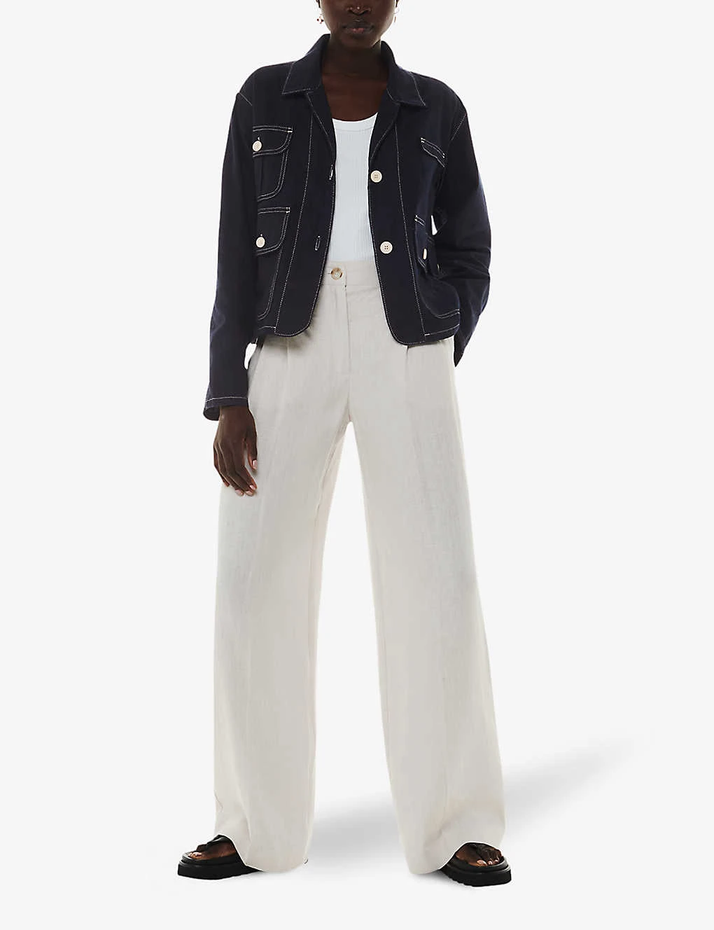 Whistles Cassie Cargo-pocket Relaxed-fit Cotton Jacket 2 Whistles Cassie Cargo-pocket Relaxed-fit Cotton Jacket - Image 2