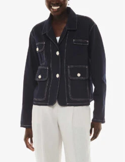 Whistles Cassie Cargo-pocket Relaxed-fit Cotton Jacket 7 Whistles Cassie Cargo-pocket Relaxed-fit Cotton Jacket -The Fashion Shop R04191516 NAVY ALT02