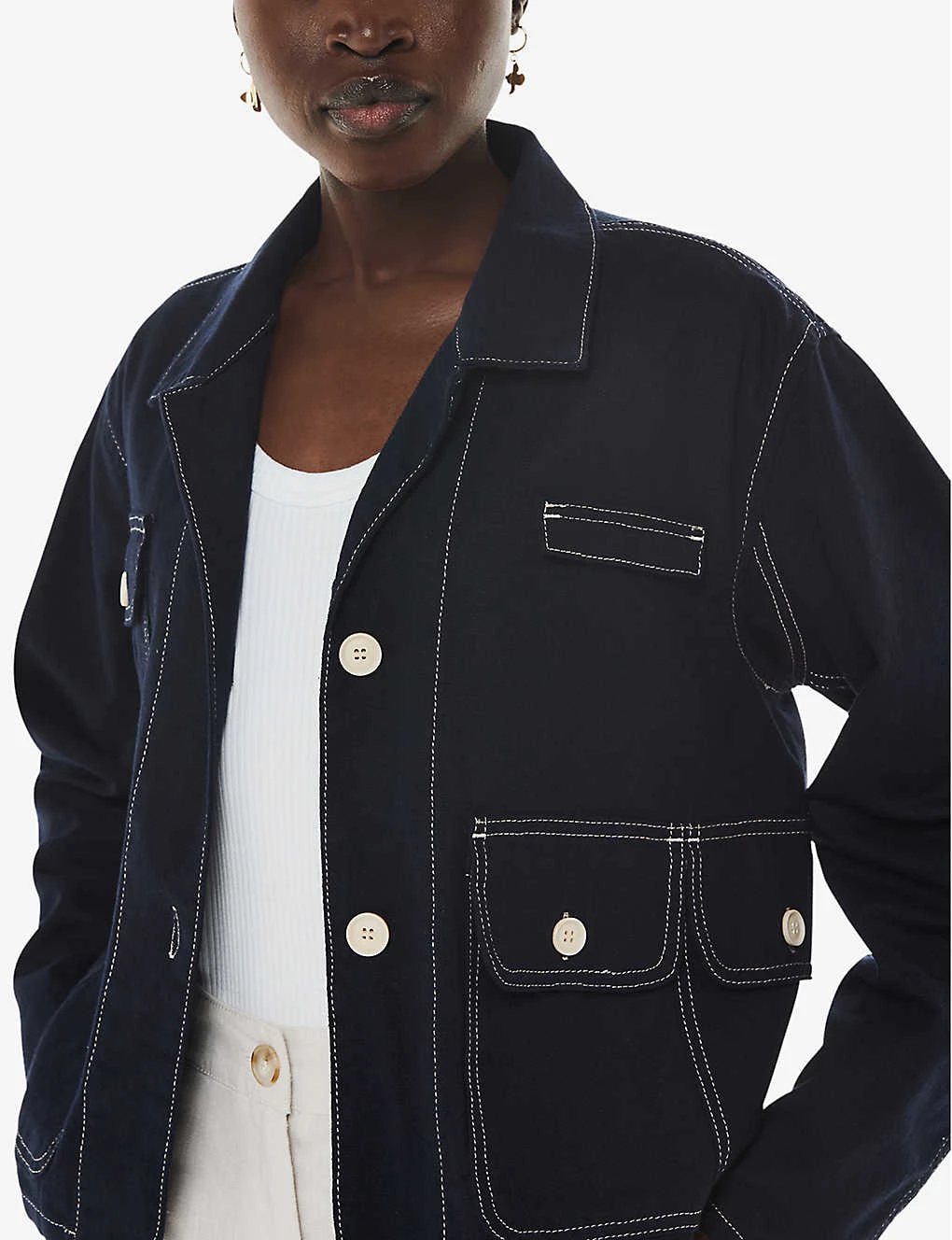 Whistles Cassie Cargo-pocket Relaxed-fit Cotton Jacket 5 Whistles Cassie Cargo-pocket Relaxed-fit Cotton Jacket - Image 5