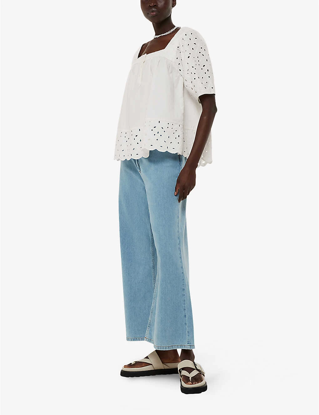 Whistles Tera Broderie-detail Square-neck Cotton Blouse 2 Whistles Tera Broderie-detail Square-neck Cotton Blouse - Image 2