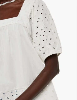 Whistles Tera Broderie-detail Square-neck Cotton Blouse 9 Whistles Tera Broderie-detail Square-neck Cotton Blouse -The Fashion Shop R04191932 WHITE ALT04