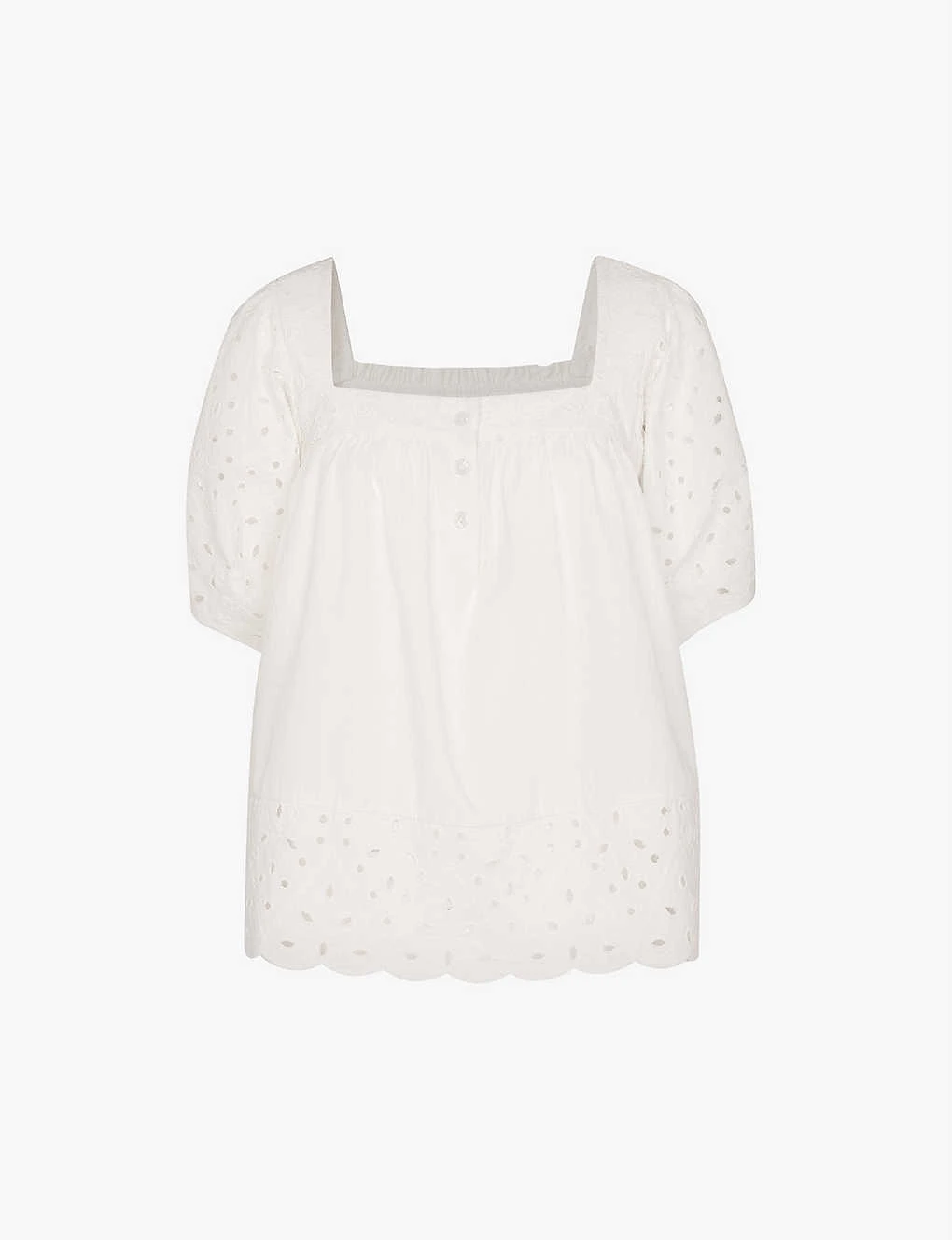 Whistles Tera Broderie-detail Square-neck Cotton Blouse 1 Whistles Tera Broderie-detail Square-neck Cotton Blouse