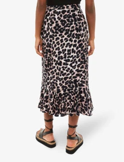 Whistles Leopard-print Tiered-hem Woven Wrap Midi Skirt -The Fashion Shop R04191934 MULTICOLOURED ALT03
