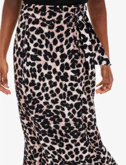 Whistles Leopard-print Tiered-hem Woven Wrap Midi Skirt -The Fashion Shop R04191934 MULTICOLOURED ALT04