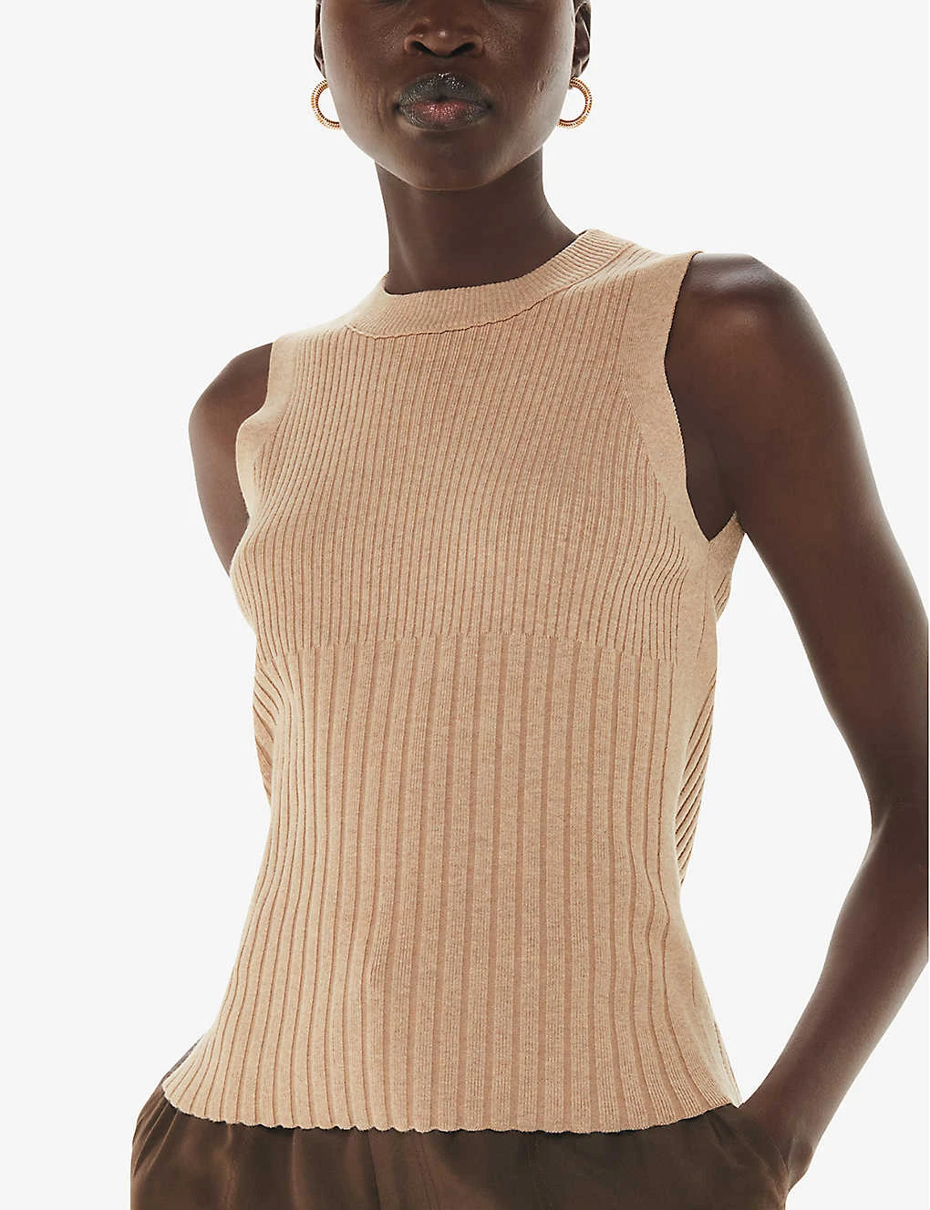 Whistles Ribbed Thick-neck Cropped Cotton-blend Top 3 Whistles Ribbed Thick-neck Cropped Cotton-blend Top - Image 3