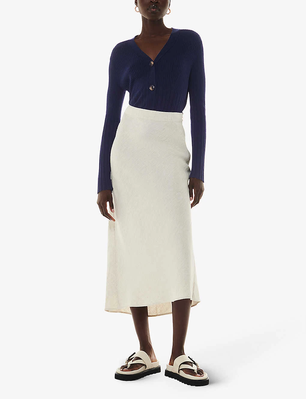 Whistles Button-down Long-sleeve Ribbed Knitted Cardigan 2 Whistles Button-down Long-sleeve Ribbed Knitted Cardigan - Image 2