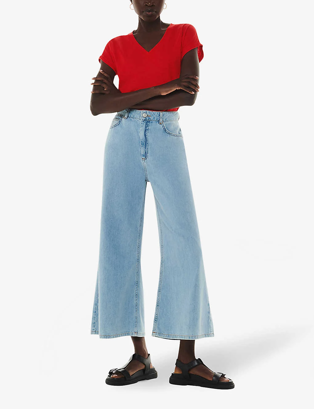 Whistles Willa V-neck Cap-sleeve Organic-cotton T-shirt 2 Whistles Willa V-neck Cap-sleeve Organic-cotton T-shirt - Image 2