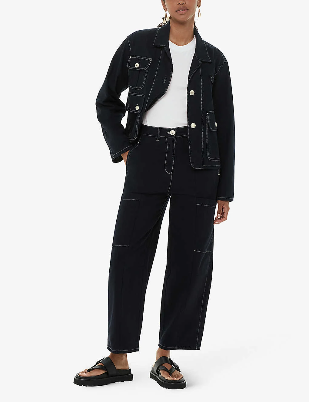 Whistles Essential Crew-neck Ribbed Stretch-woven T-shirt 2 Whistles Essential Crew-neck Ribbed Stretch-woven T-shirt - Image 2