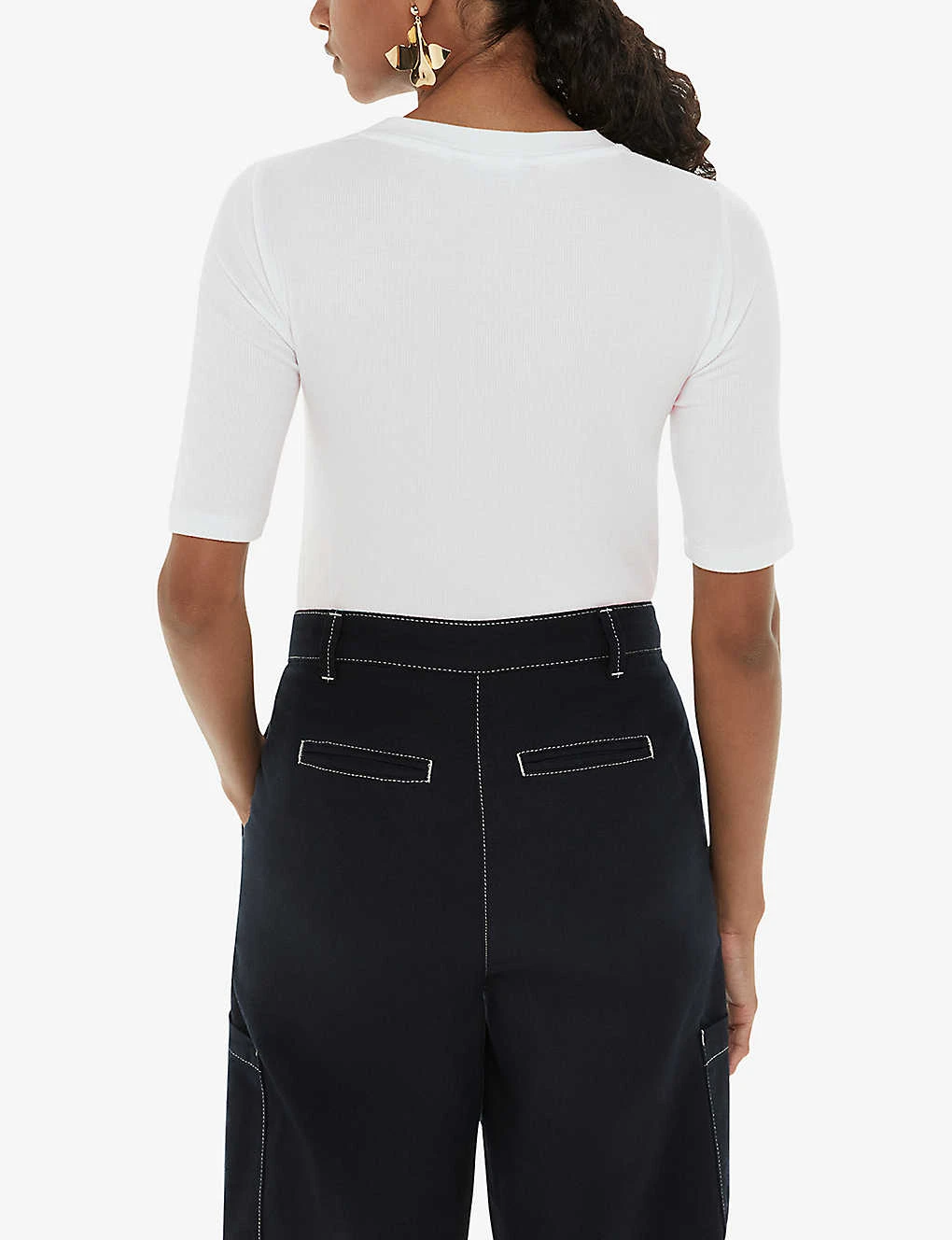 Whistles Essential Crew-neck Ribbed Stretch-woven T-shirt 4 Whistles Essential Crew-neck Ribbed Stretch-woven T-shirt - Image 4