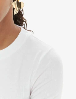 Whistles Essential Crew-neck Ribbed Stretch-woven T-shirt 9 Whistles Essential Crew-neck Ribbed Stretch-woven T-shirt -The Fashion Shop R04192527 WHITE ALT04