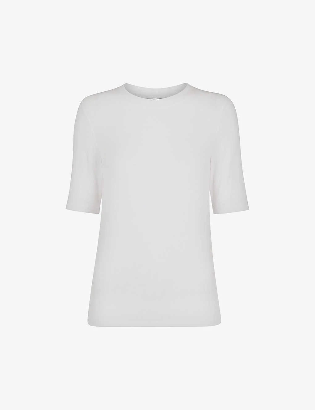 Whistles Essential Crew-neck Ribbed Stretch-woven T-shirt 1 Whistles Essential Crew-neck Ribbed Stretch-woven T-shirt
