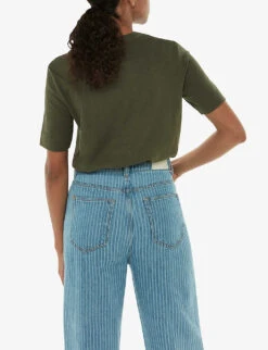 Whistles Rosa Double-trim Regular-fit Cotton T-shirt 8 Whistles Rosa Double-trim Regular-fit Cotton T-shirt -The Fashion Shop R04192528 KHAKIOLIVE ALT03