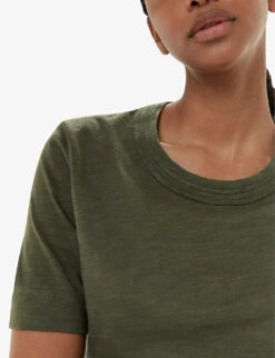 Whistles Rosa Double-trim Regular-fit Cotton T-shirt 9 Whistles Rosa Double-trim Regular-fit Cotton T-shirt -The Fashion Shop R04192528 KHAKIOLIVE ALT04
