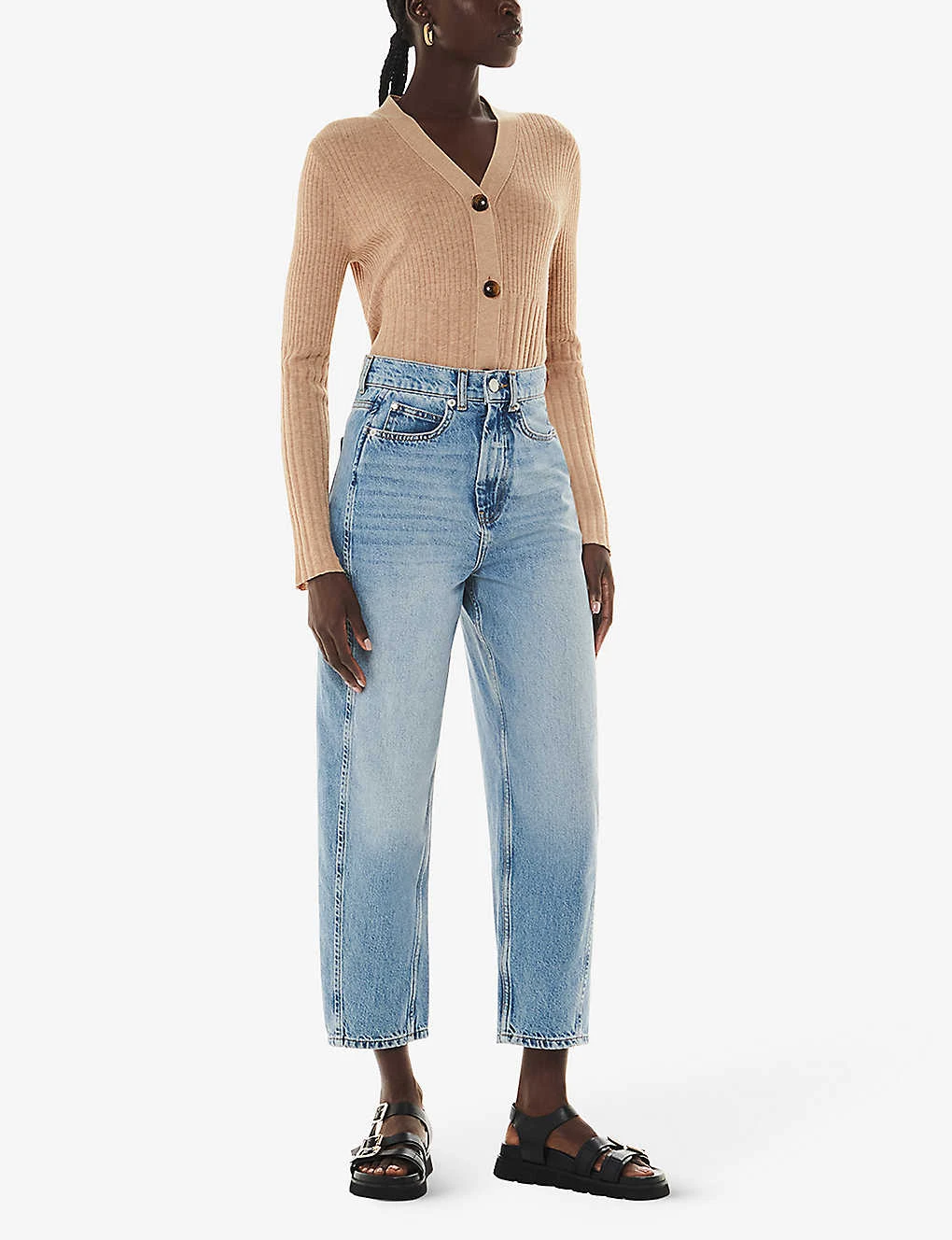 Whistles Button-down Long-sleeve Cotton-blend Ribbed Cardigan 2 Whistles Button-down Long-sleeve Cotton-blend Ribbed Cardigan - Image 2