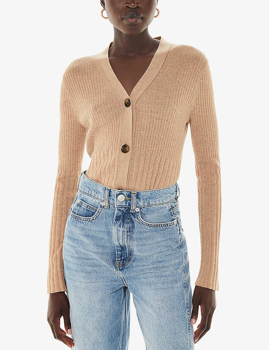 Whistles Button-down Long-sleeve Cotton-blend Ribbed Cardigan 3 Whistles Button-down Long-sleeve Cotton-blend Ribbed Cardigan - Image 3