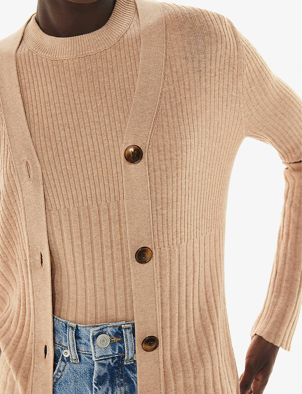 Whistles Button-down Long-sleeve Cotton-blend Ribbed Cardigan 5 Whistles Button-down Long-sleeve Cotton-blend Ribbed Cardigan - Image 5