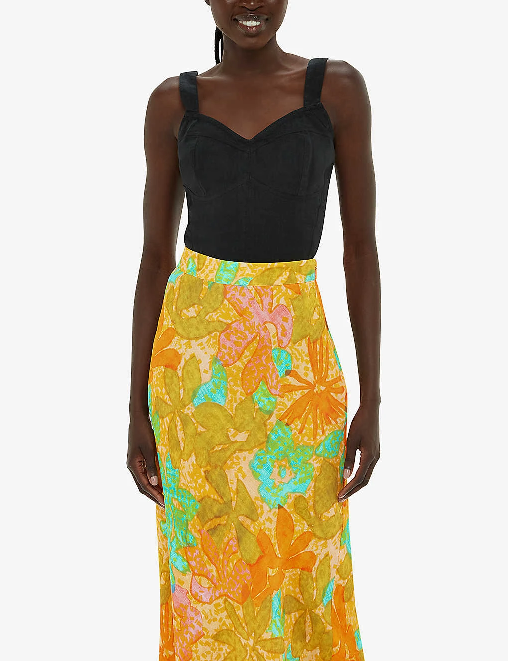 Whistles Palm Floral-print Button-embellished Woven Midi Skirt 3 Whistles Palm Floral-print Button-embellished Woven Midi Skirt - Image 3